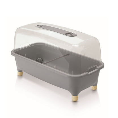 Huerto Doméstico/Jardinera Baja con Tapa de Policarbonato para Proteger tus Plantas - Prosperplast Respana Planter Wood Low de Plástico_0