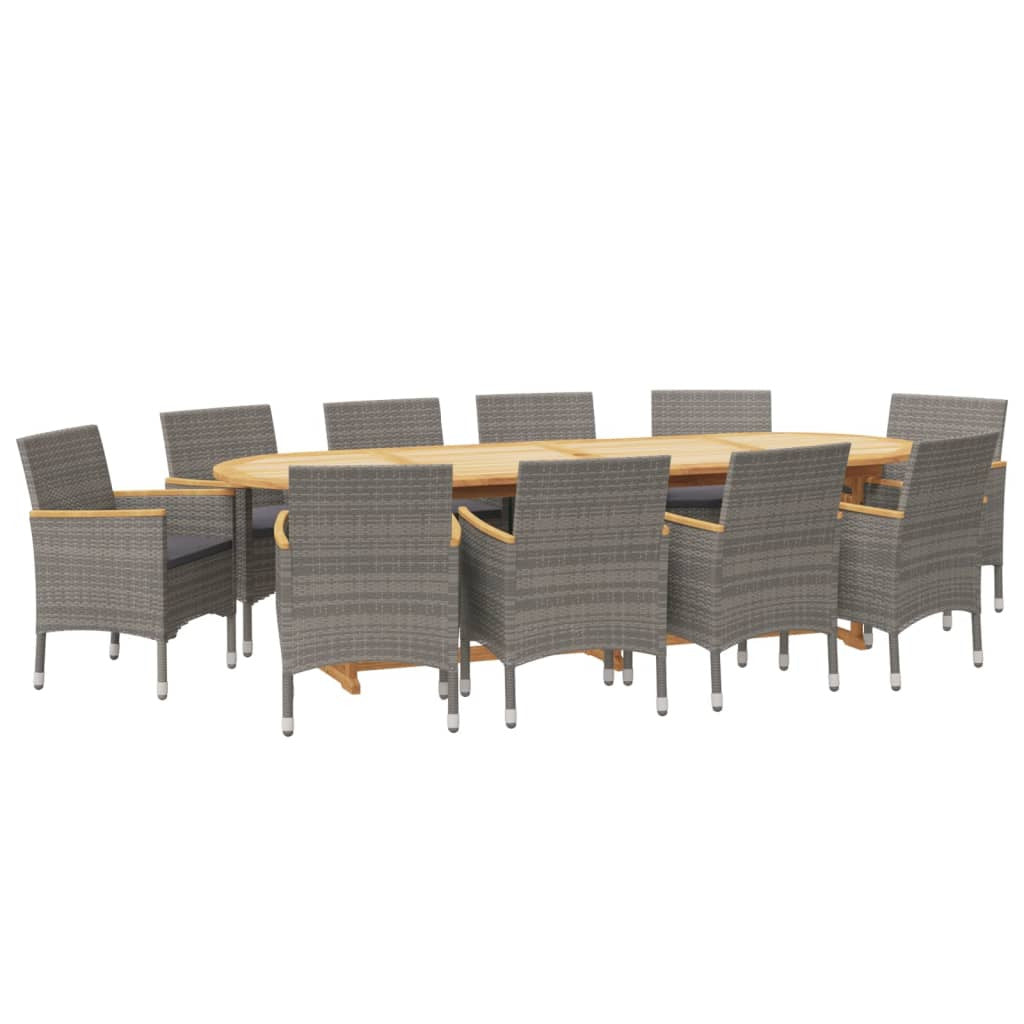 Vidaxl Juego De Comedor De Jardín 11 Piezas Con Cojines Gris_0