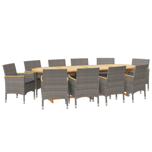 Vidaxl Juego De Comedor De Jardín 11 Piezas Con Cojines Gris_0