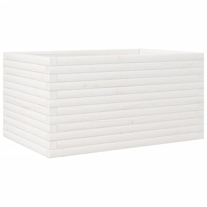 Jardinera De Madera Maciza De Pino Blanco 90x60x45,5 Cm_0