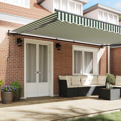 Toldo Retráctil Verde Y Blanco 500 X 350 Cm Tela Y Aluminio_2