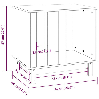 Vidaxl Caseta Para Perros Madera Maciza De Pino Blanco 60x45x57 Cm_2
