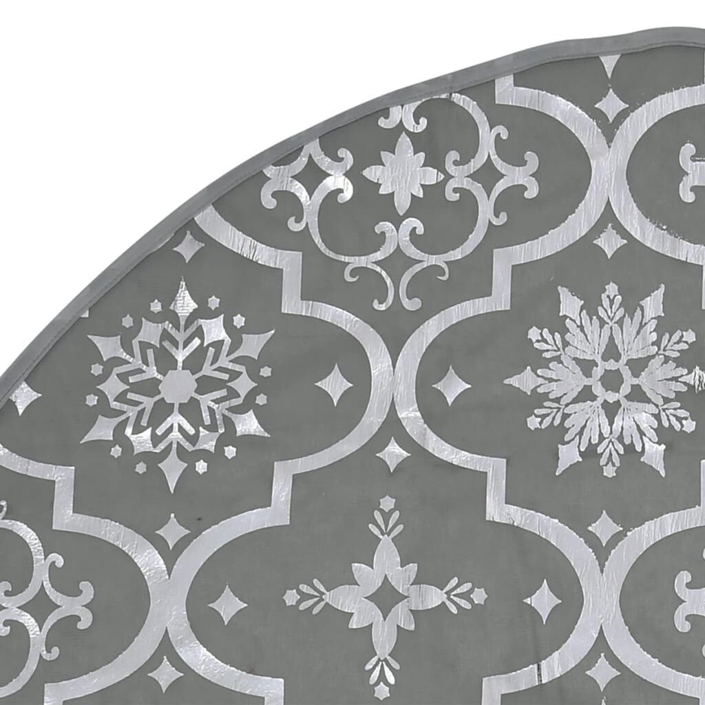 Vidaxl Falda Del Árbol De Navidad De Lujo Con Calcetín Tela Gris 122cm_4