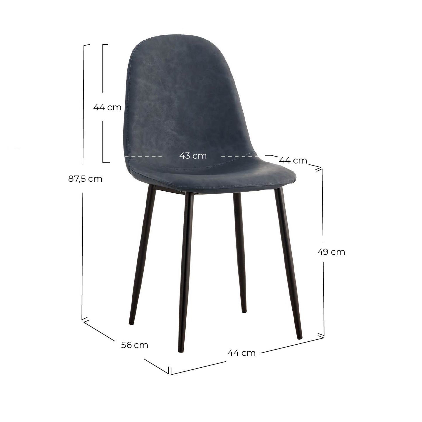 Pack 4 Sillas De Comedor De Piel Mera 56x44x87.5cm Thinia Home_5