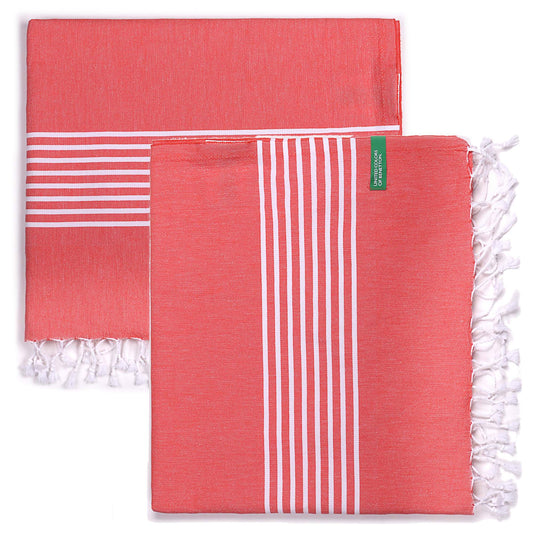 Set 2 Toallas Benetton Hamman 80x165cm 170gsm 100%algodon Rojo Casa Benetton_0