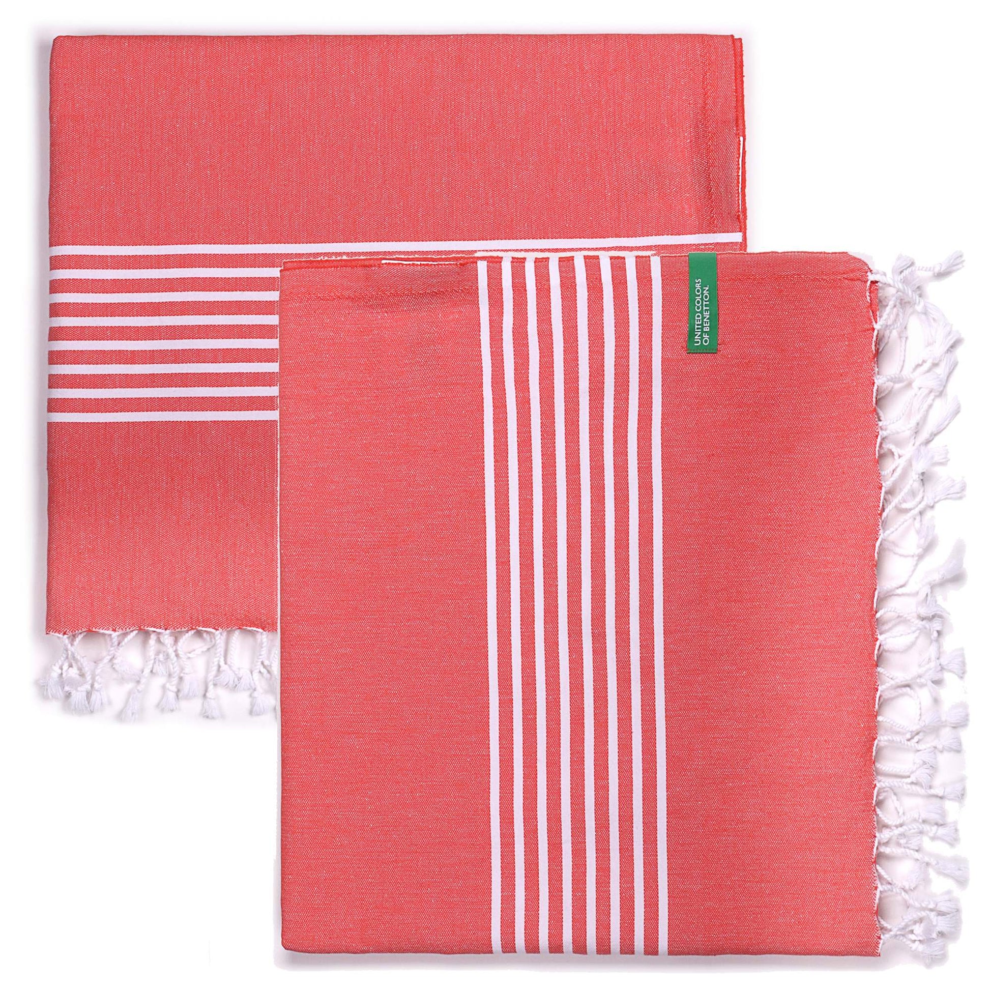 Set 2 Toallas Benetton Hamman 80x165cm 170gsm 100%algodon Rojo Casa Benetton_0