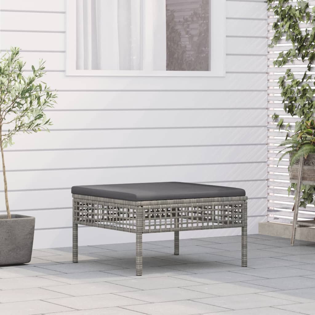Vidaxl Taburete De Jardín Con Cojín Ratán Sintético Gris_5