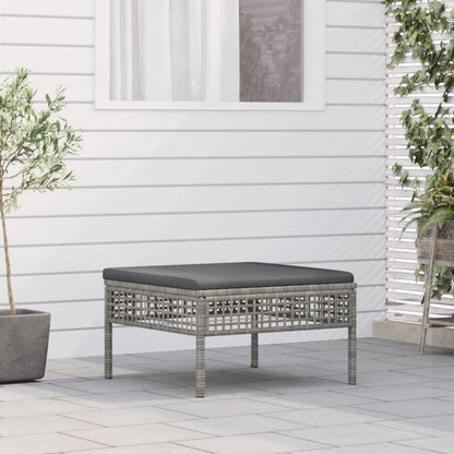 Vidaxl Taburete De Jardín Con Cojín Ratán Sintético Gris_5