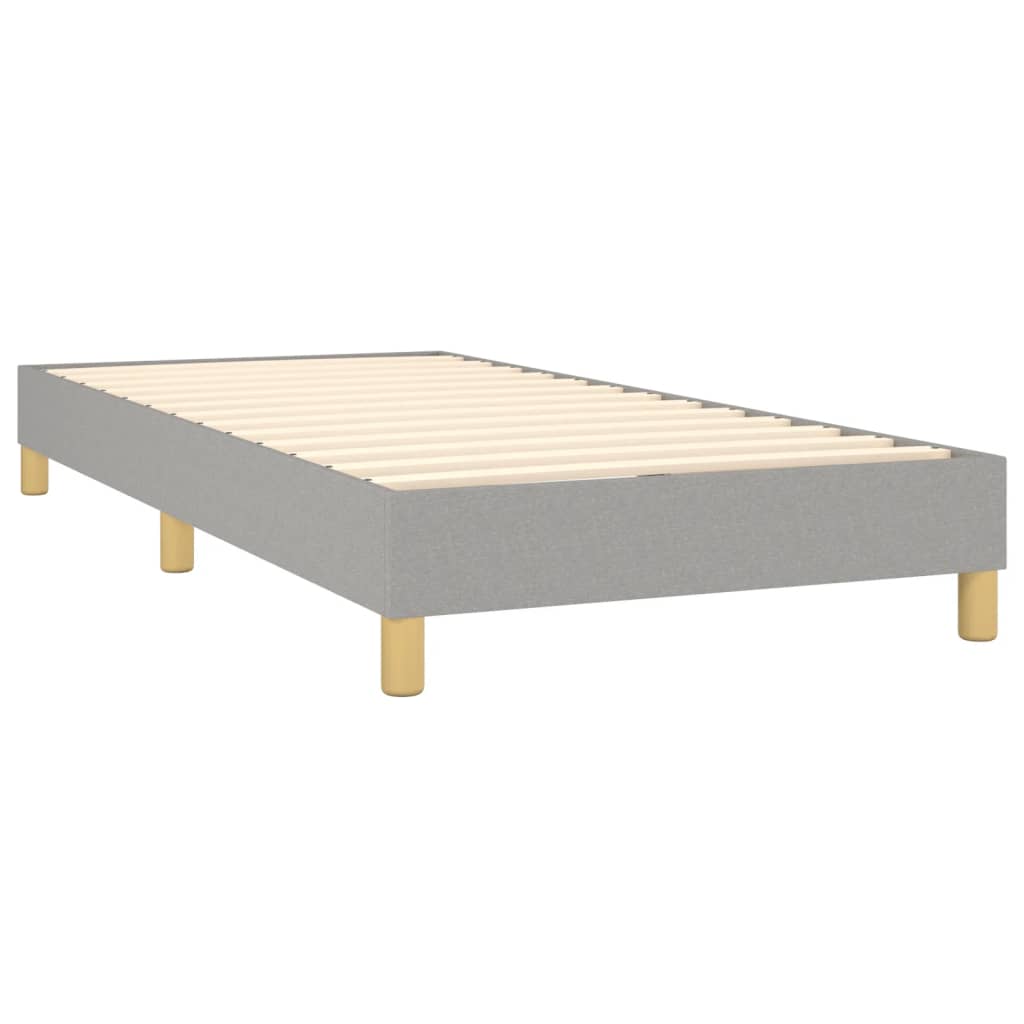 Cama Box Spring Con Colchón Tela Y Led Gris Claro 100x200 Cm / Vetonek_4