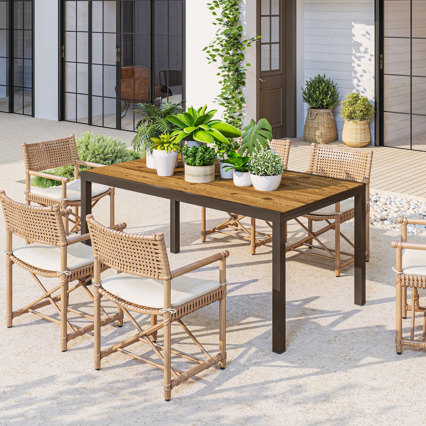 Outsunny Mesa De Jardín Extensible 160-240 Cm Con Borde De Aluminio Marrón_3