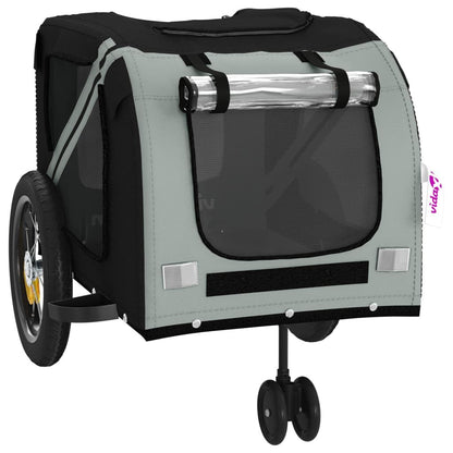 Vidaxl Remolque De Bicicleta Mascotas Hierro Tela Oxford Gris Negro_4