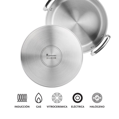 Juego De 3 Cacerolas Con Tapas Ø20ø24ø28cm En Acero Inoxidable Y 3 Utensilios De Cocina Masterpro_2
