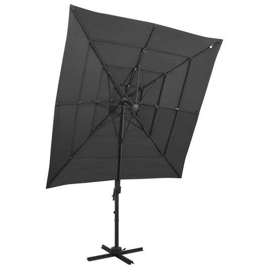 Vidaxl Sombrilla Jardín 4 Niveles Palo Aluminio Antracita 250x250 Cm_0