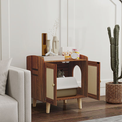 Pawhut Mueble Arenero Para Gatos Con Puertas Con Esteras De Sisal Marrón_1