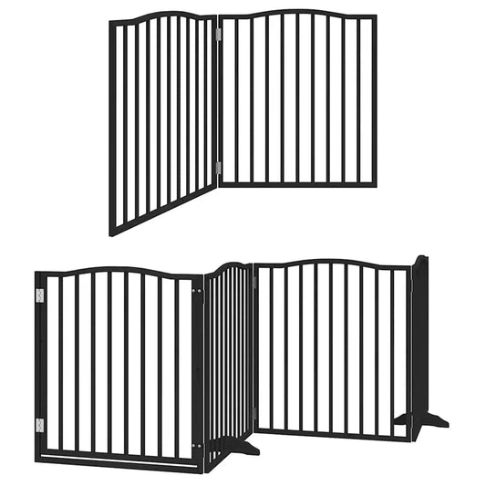 Vidaxl Puerta De Perros Plegable 10 Paneles Madera Álamo Negra 800 Cm_0