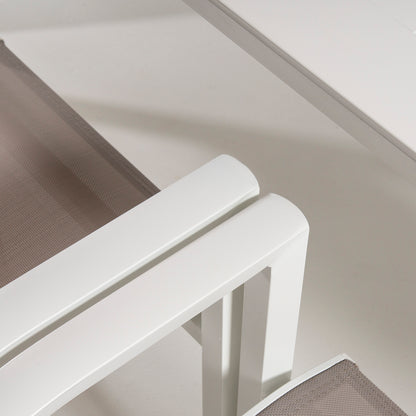 Conjunto Jardin, Mesa Extensible 215/295 Y 8 Sillones Apilables, Aluminio Blanco, Textilene Taupé , 8 Plazas_4