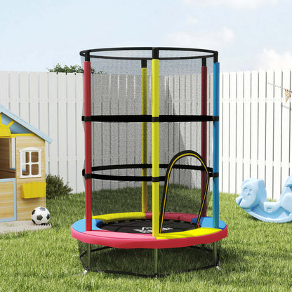 Homcom Cama Elástica Infantil, Ø160 Cm Con Red De Seguridad Multicolor_1