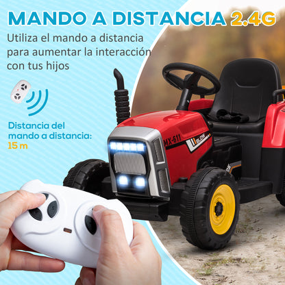 Homcom Tractor Eléctrico Con Remolque Para Niños 3-6 Años 136,5x50x52,5 Cm Rojo_4