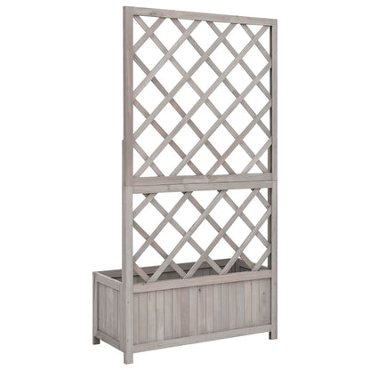 Jardinera Enrejada De Jardín Madera De Abeto Gris 70x30x135 Cm_3