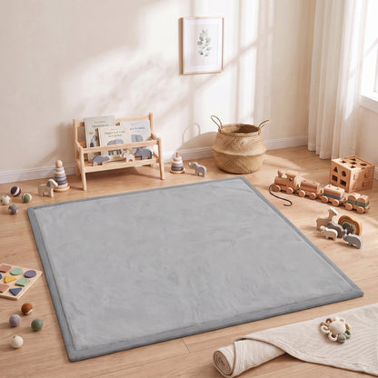 Tapete Infantil Aiyaplay Espuma, Flanela Cinzento-claro 127x127x3 Cm_1