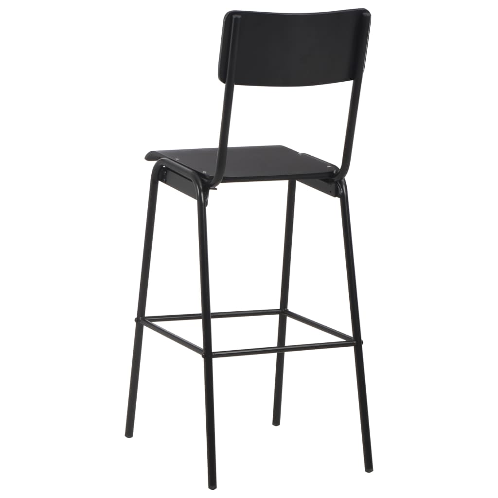 Taburetes De Cocina 2 Uds Madera Contrachapada Y Acero Negro_3