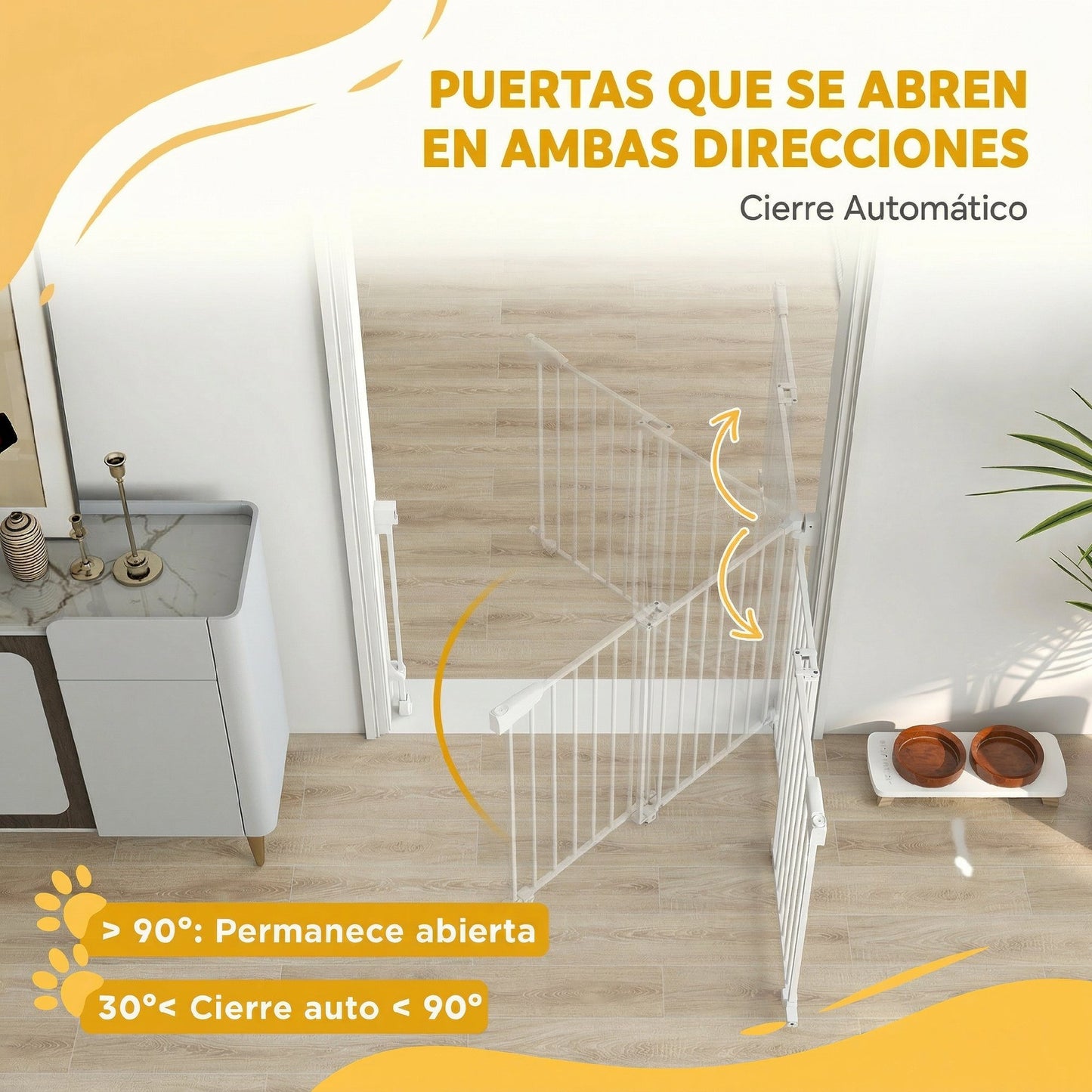 Pawhut Barrera De Seguridad Para Perros, Ancho 74,5-111,5 Cm Con Pestillo Blanco_5