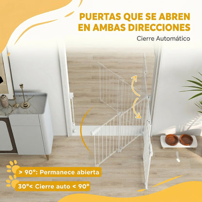 Pawhut Barrera De Seguridad Para Perros, Ancho 74,5-111,5 Cm Con Pestillo Blanco_5