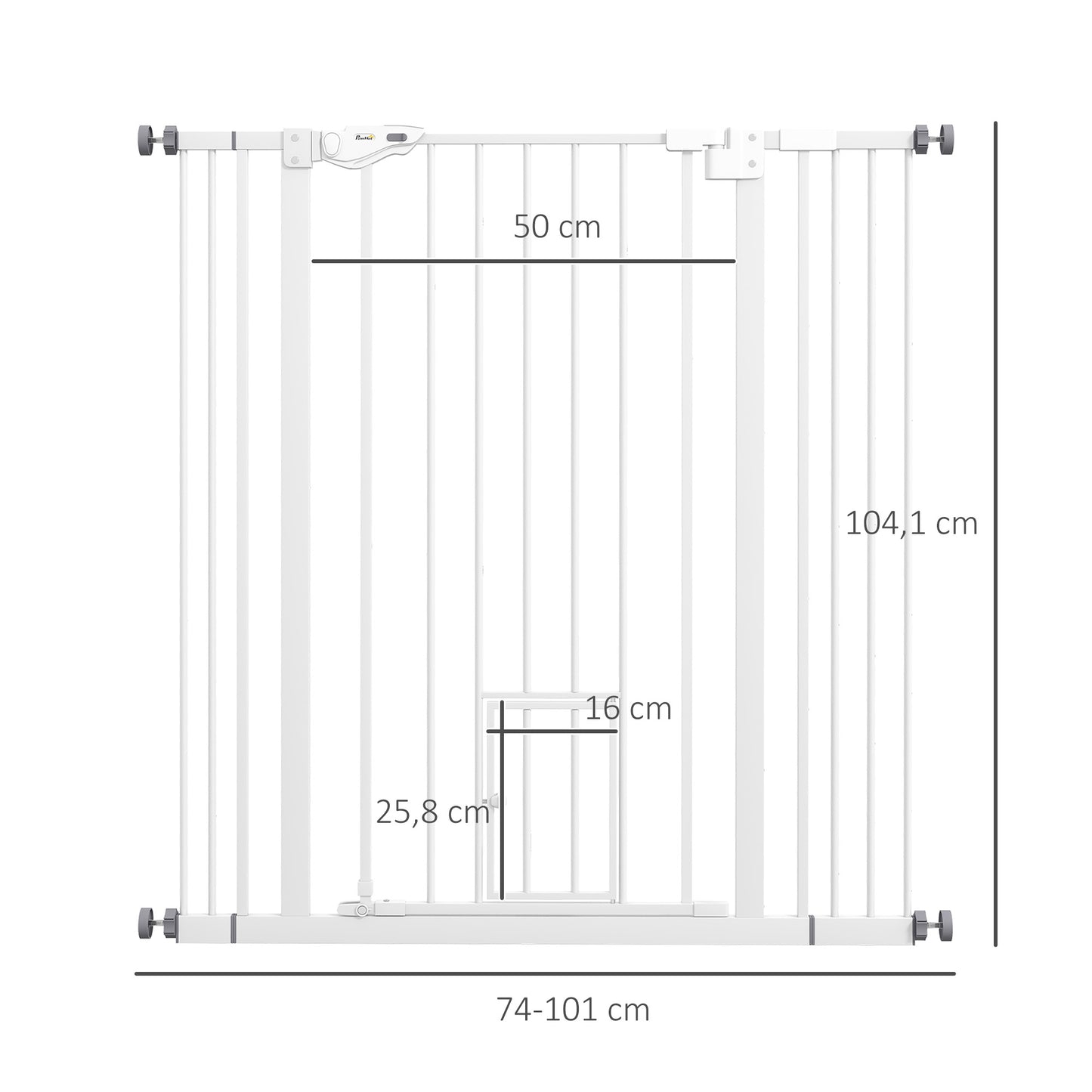 Pawhut Barrera De Seguridad Para Perros Con 1 Puerta 74-101x104,1 Cm Blanco_2
