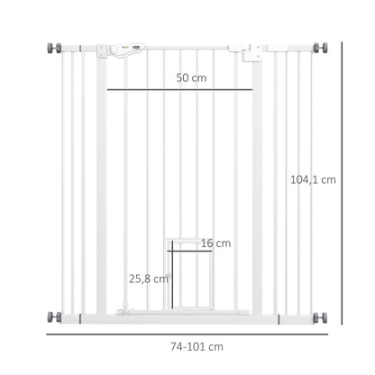 Pawhut Barrera De Seguridad Para Perros Con 1 Puerta 74-101x104,1 Cm Blanco_2