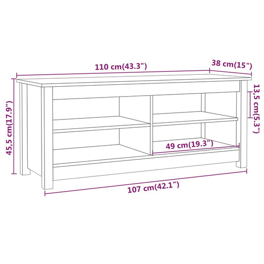 Banco Zapatero Madera Maciza De Pino Marrón Miel 110x38x45,5 Cm / Vetonek_0