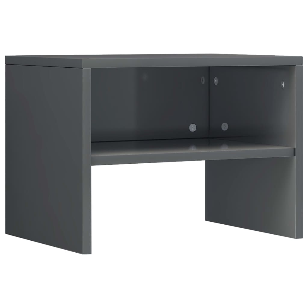 Mesitas De Noche 2 Uds Madera Gris Brillo 40x30x40 Cm_2