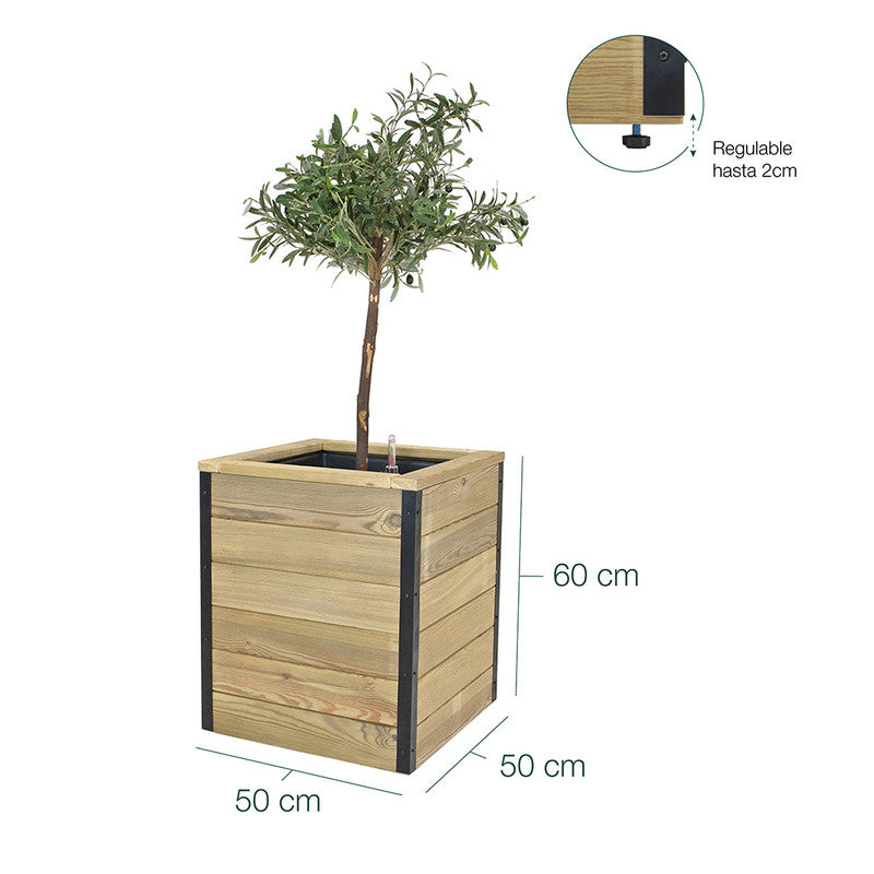 Jardinera De Madera Con Autorriego 50x50x60 Cm Nidum Hortalia_5