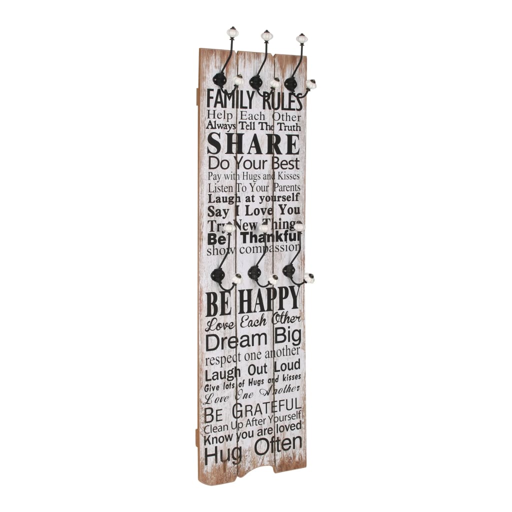 Perchero De Pared Family Rules Con 6 Ganchos 120x40 Cm_1