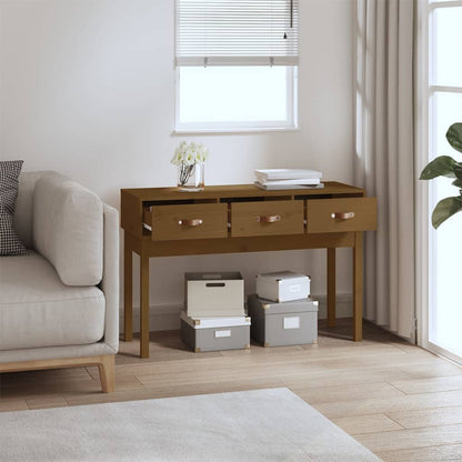 Mesa Consola De Madera Maciza De Pino Marrón Miel 114x40x75 Cm_4