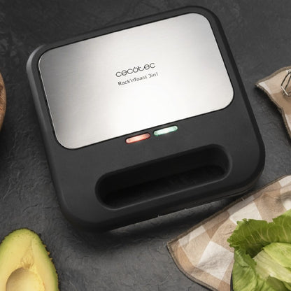 Sandwichera Con Placa Intercambiables Rock'n Toast 1000 3in1. 800 W, Capacidad 2 Sándwiches, Acabados Acero Inox, Revestimiento De Piedra, Incluye 3_2