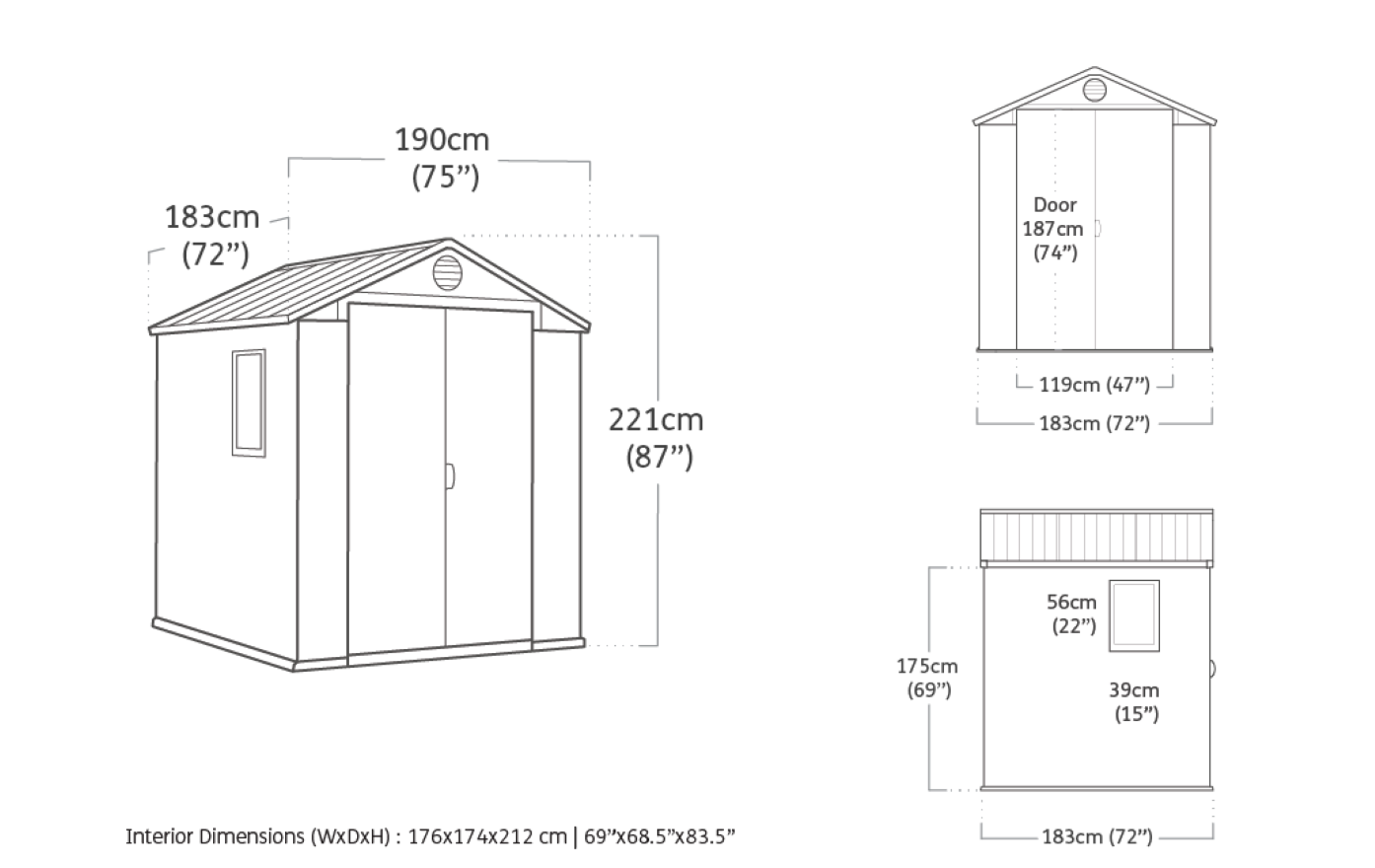 Caseta De Exterior Darwin 6x6 De Keter. 190x183x221 Cm - Gris