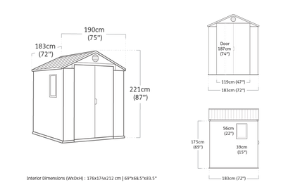 Caseta De Exterior Darwin 6x6 De Keter. 190x183x221 Cm - Gris