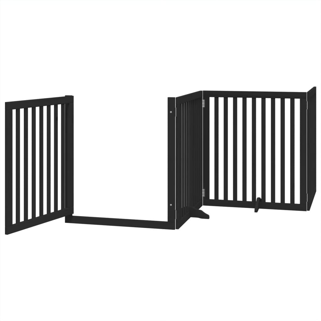Vidaxl Puerta Para Perros Plegable 4 Paneles Madera Álamo Negra 320 Cm_3
