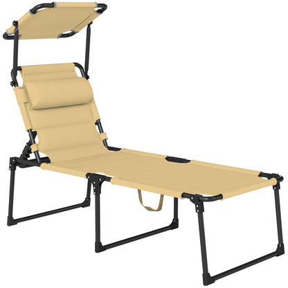Outsunny Tumbona Plegable Con Respaldo Regulable 70x200x45 Cm Crema_0
