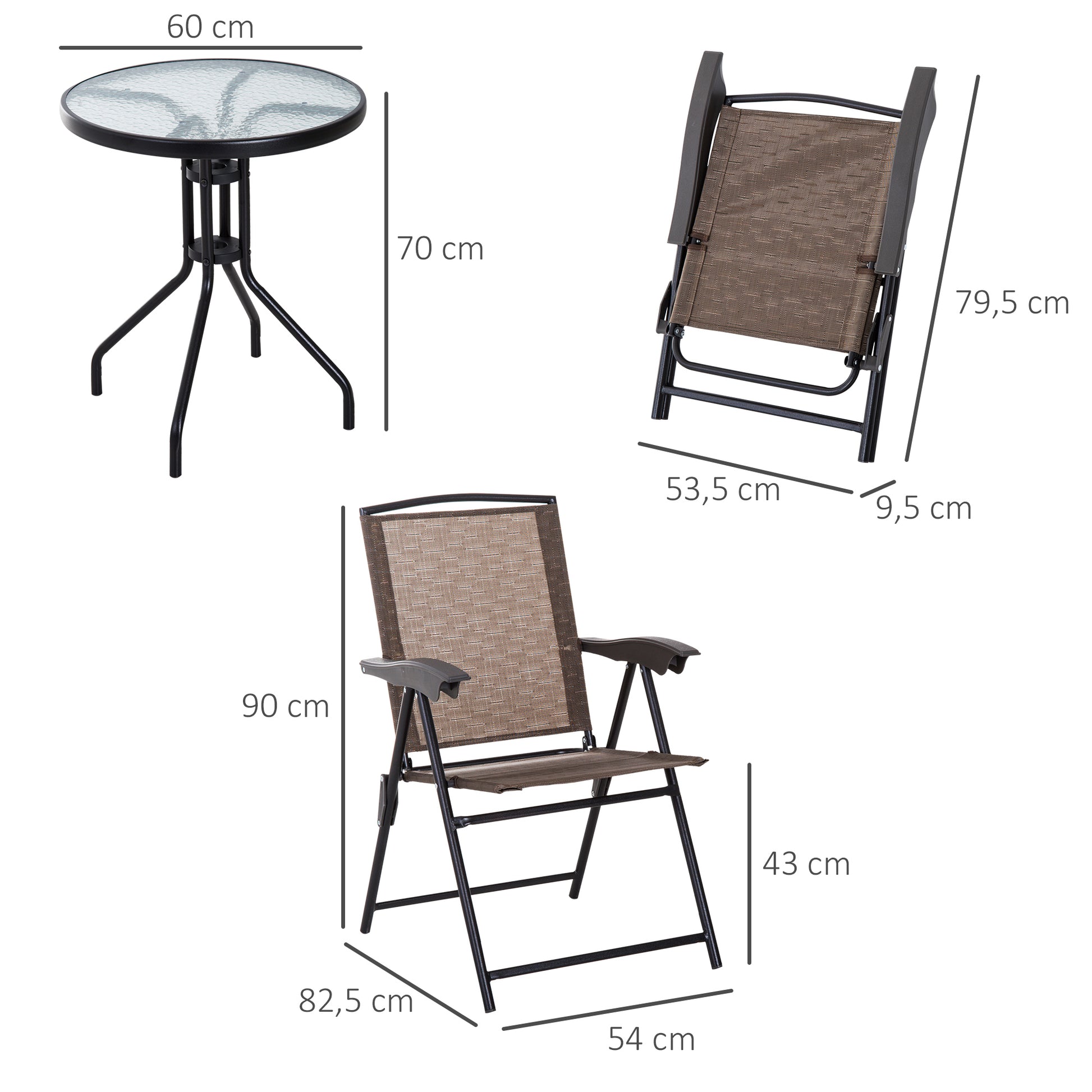 Outsunny Conjunto Mesa Y 2 Sillas Muebles Jardín De Exterior Patio Terraza_2
