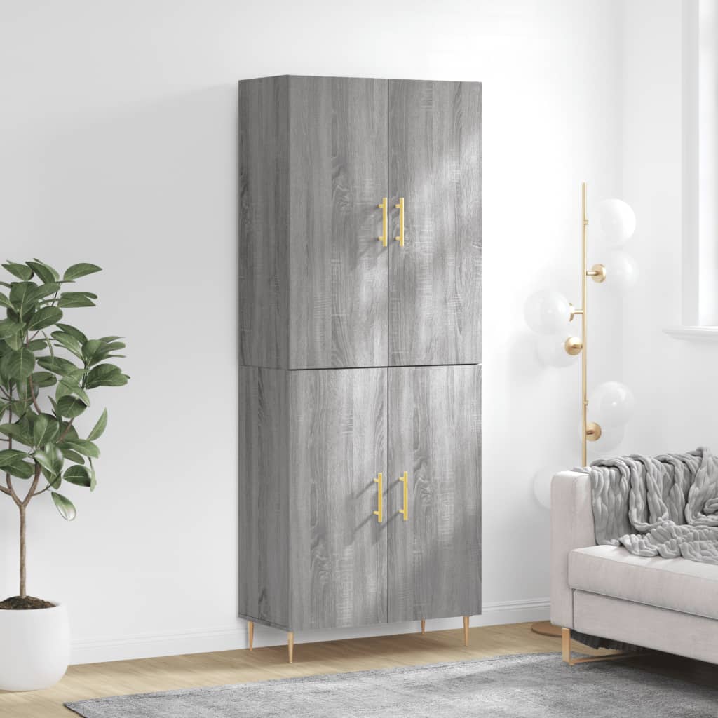 Aparador Alto Madera Contrachapada Gris Sonoma 69,5x34x180 Cm_0
