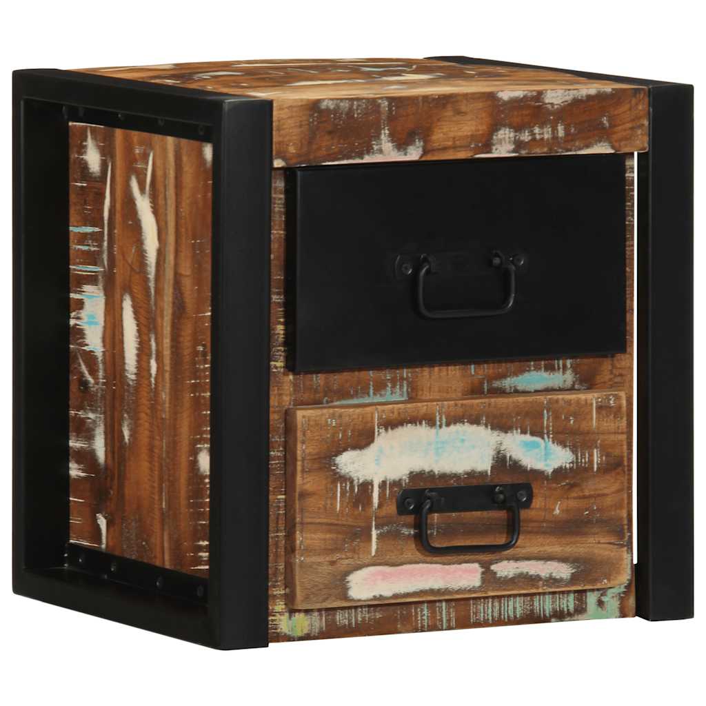 Mesilla De Noche Multicolor 40x35x40 Cm Madera Maciza Reciclada_0