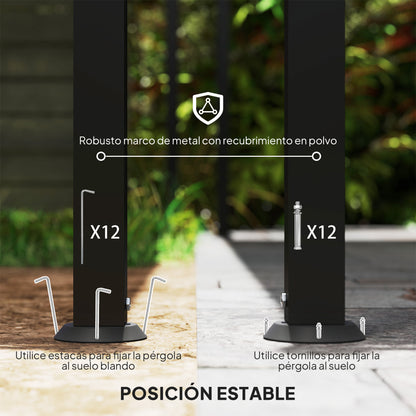 Outsunny Pérgola De Pared De Jardín 3x6 M_4