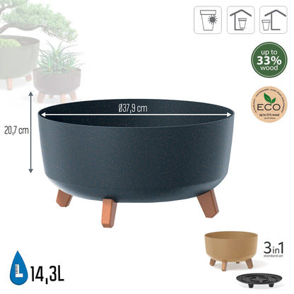 Macetero Color Antracita Eco,sin Depósito , Colección Gracia De 38 X 38 X 19,5 Cm, Capacidad De 14,3 L._2