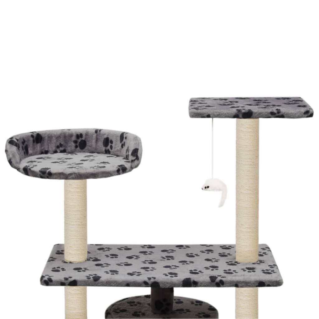 Vidaxl Rascador Para Gatos Con Poste De Sisal 95 Cm Huellas Gris_4