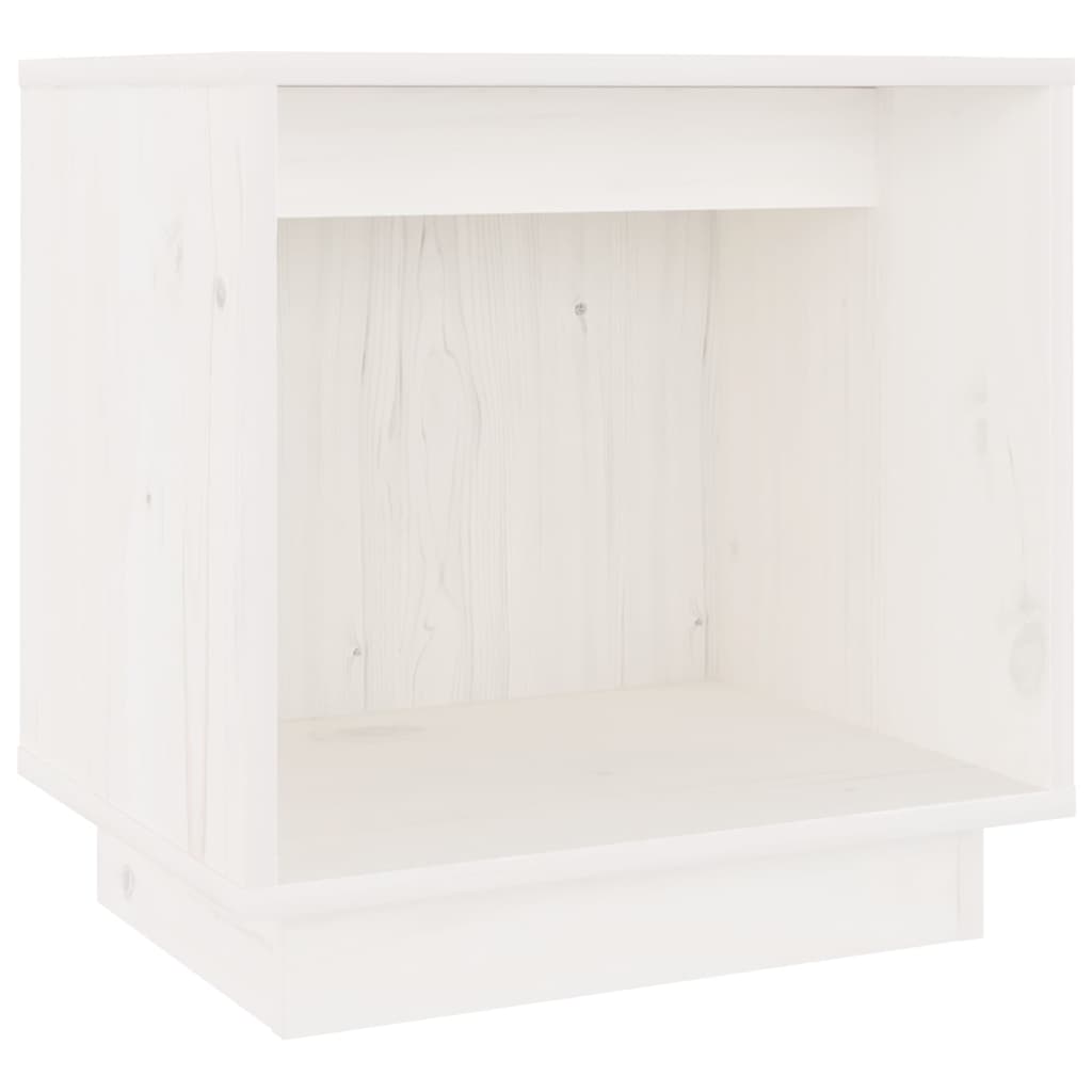 Mesita De Noche De Madera Maciza De Pino Blanco 40x30x40 Cm_0