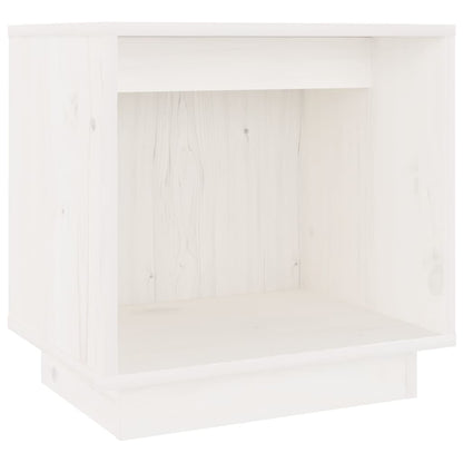 Mesita De Noche De Madera Maciza De Pino Blanco 40x30x40 Cm_0