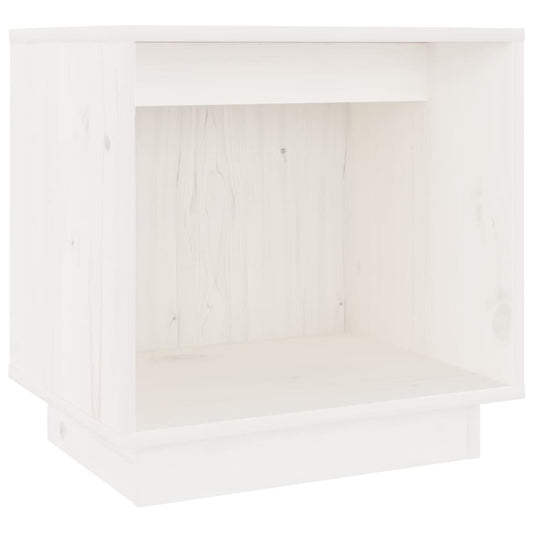 Mesita De Noche De Madera Maciza De Pino Blanco 40x30x40 Cm_0