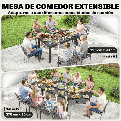 Outsunny Mesa De Jardín Extensible 135/270x90 Cm_3