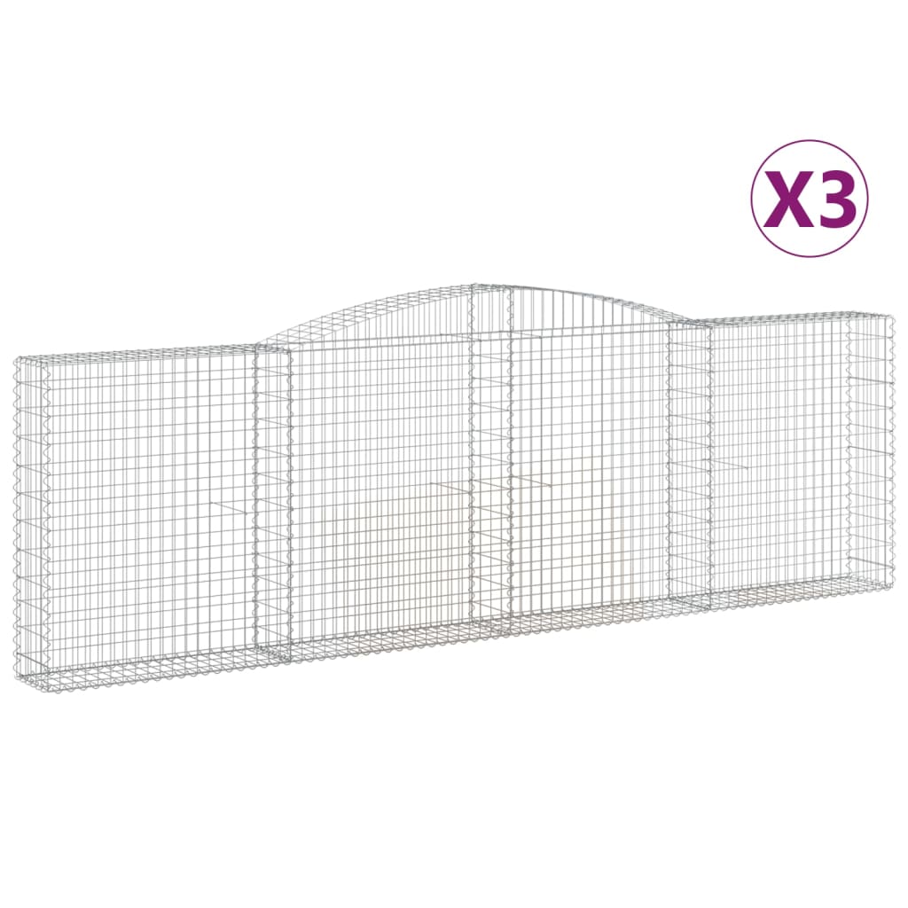 Cestas De Gaviones 3 Uds Forma De Arco Hierro 400x30x120/140 Cm_0